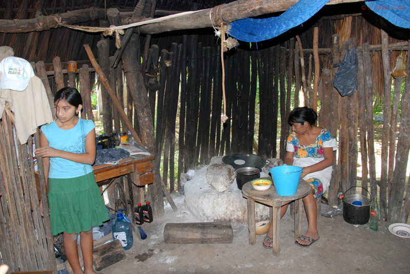 Inside a traditional Mayan house